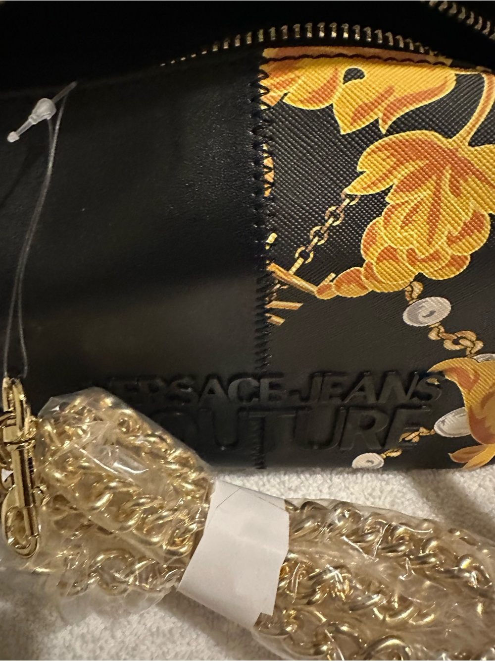 NWT Versace Jeans Couture Baroque Print Shoulder Bag w/ Chain & COA - Picture 10 of 12